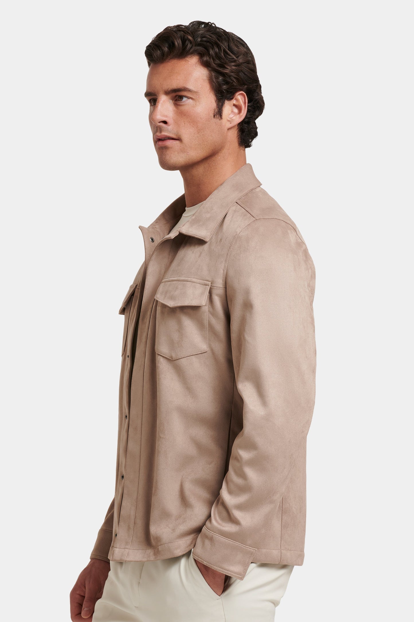 THE PIO FAUX SUEDE OVERSHIRT