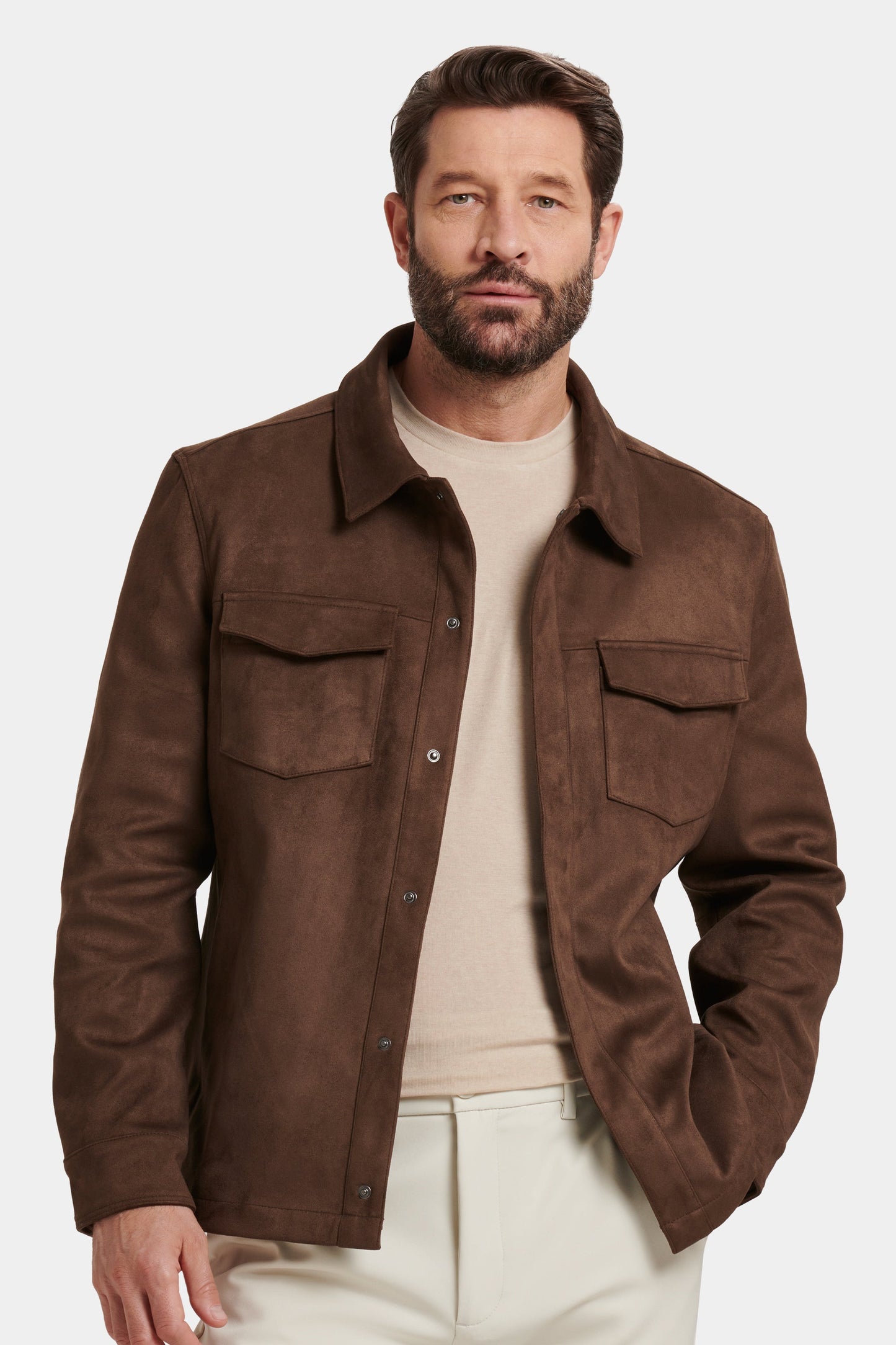 THE PIO FAUX SUEDE OVERSHIRT