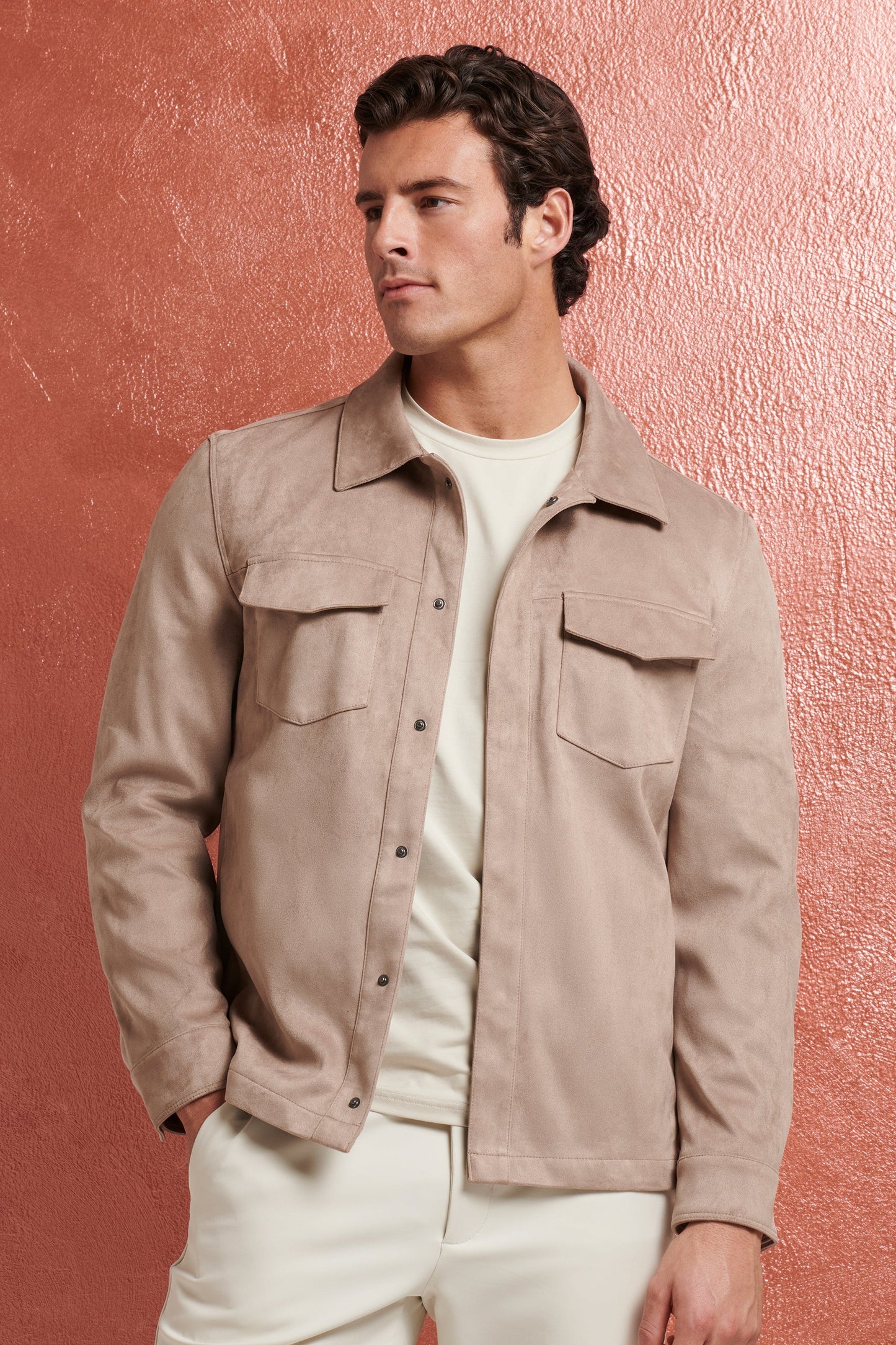 THE PIO FAUX SUEDE OVERSHIRT